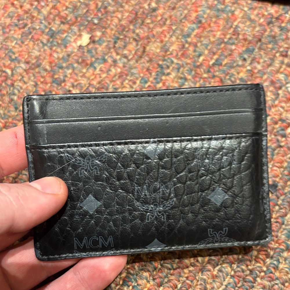MCM Black Textured Card Holder